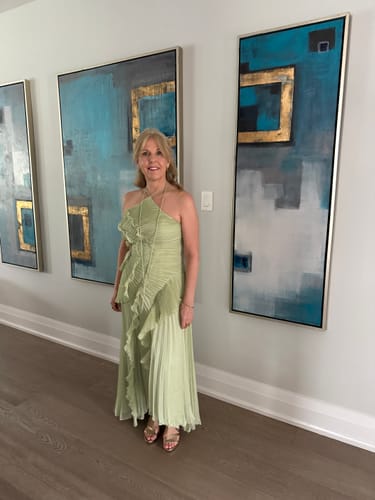 Customer photo review of Lorelie Halter Gown in Sage Green by AMUR - RENTAL