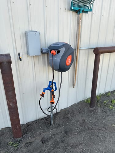 Customer photo review of Retractable Garden Hose Reel-1/2in-100ft