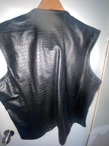 Customer photo review of Sleek matte leather mandarin collar leather vest