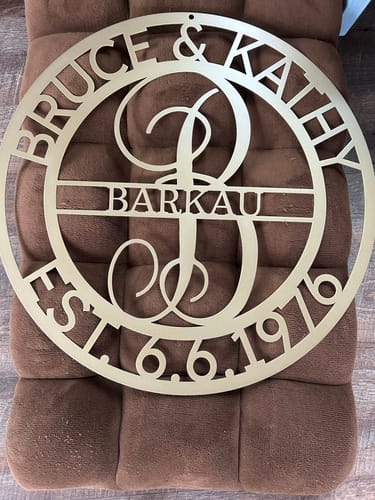 Customer photo review of Elaborate Name - Steel Sign