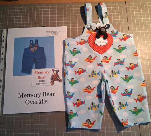 Customer photo review of Overalls For Memory Bear FREE PATTERN