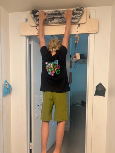Customer photo review of Hangboard Doorway Mount