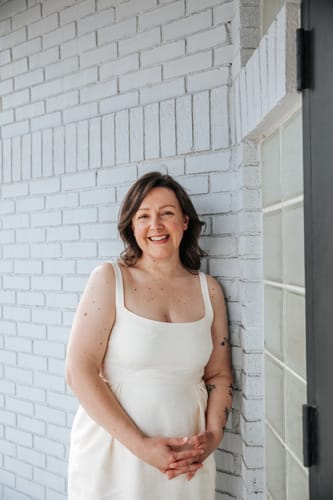 Customer photo review of The Tulip Dress in Cream Jacquard