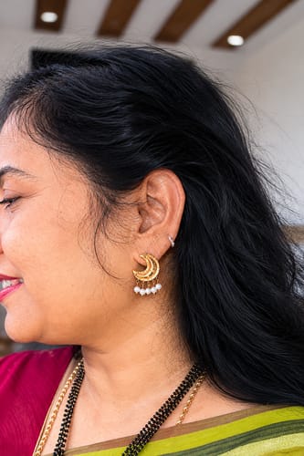 Customer photo review of Pearl And Moon Stud Earrings