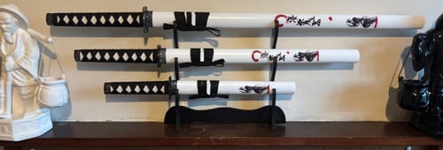 Customer photo review of White & Black Samurai Sword Set