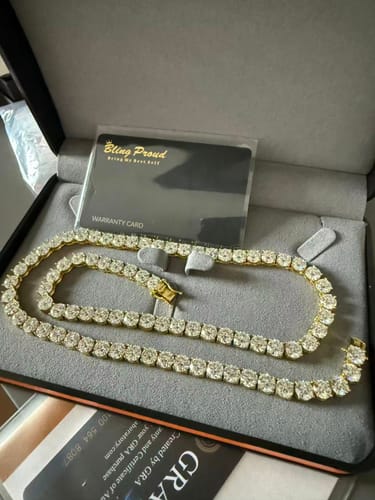 Customer photo review of S925 Moissanite Tennis Chain in 14K Gold - 6.5mm