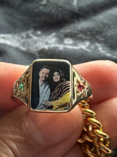 Customer photo review of Personalized Photo Birthstone Custom Ring