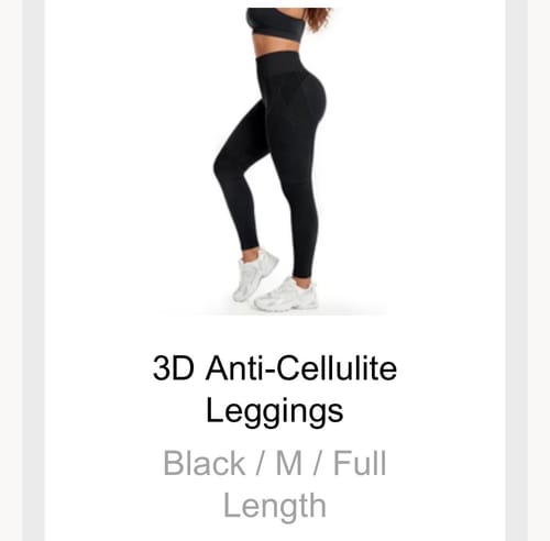 Reviewer from the side wearing black, high-waisted 3D Anti-Cellulite Leggings.