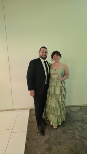Customer photo review of Tallulah Tiered Ruffle Gown by Mac Duggal - RENTAL