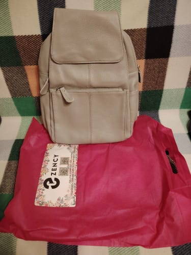 Customer photo review of Zency Women's Genuine Leather Backpack – Premium Travel & Laptop Bag