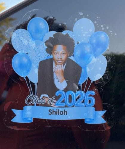 Customer photo review of Personalized Photo Class Of 2026 Graduation Car Window Decal Sticker