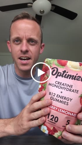 Customer video review of Strawberry Lemonade Optimize Creatine Monohydrate Gummies + B12 Energy Vegan Blend 120 Count
