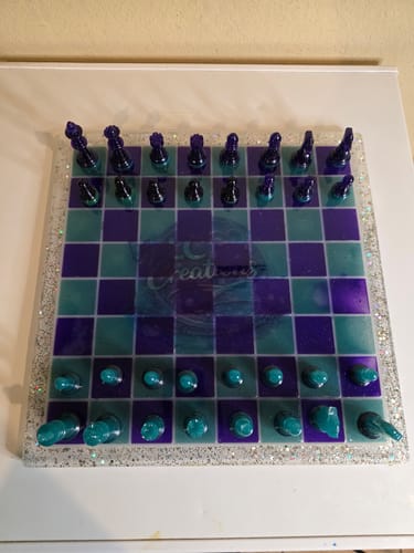 Customer photo review of 14.5x14.5x0.5" Medium Chess Board Silicone Mold With 1.5" Squares