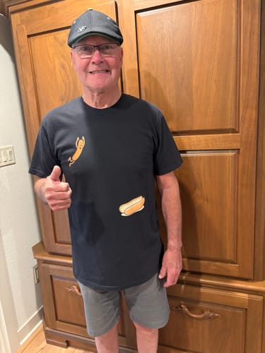 Customer photo review of Hotdog Dive — Premium Tee