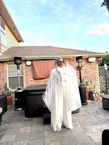 Customer photo review of White Lurex Eleanor Pants