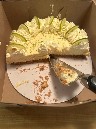 Customer photo review of Key Lime Cheesecake