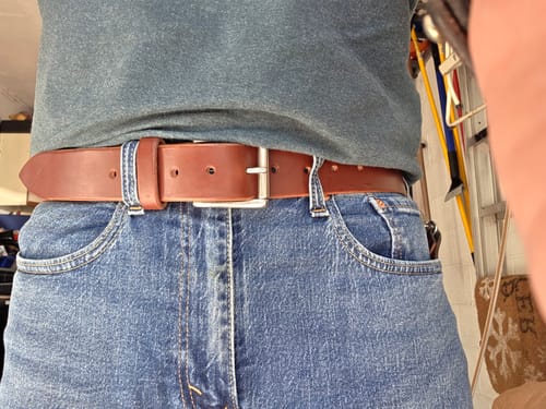 Customer photo review of Original Heritage Leather Work Belt – 1½″ (Rich Brown)