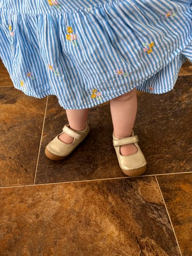 Customer photo review of Astra Champagne Shimmer Leather First Walker Mary-Jane