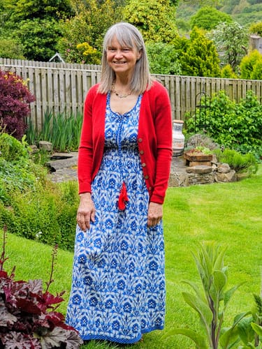 Customer photo review of Scarlett Red Cashmere V Neck Cardigan with Pockets Extra Small