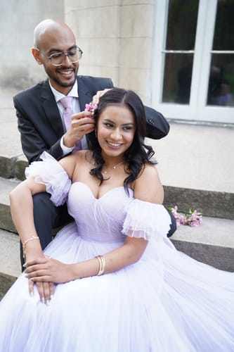 Customer photo review of Venetia Gown in Lilac by Mac Duggal - RENTAL