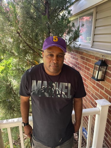 Customer photo review of Omega Psi Phi Purple Chenille Cap with Line Number