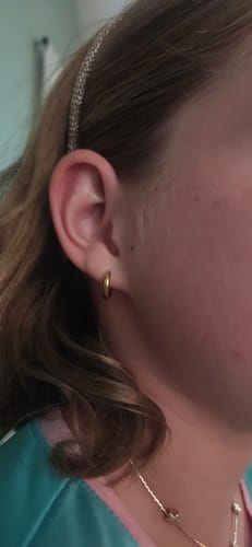 Customer photo review of Gold Huggies Earrings