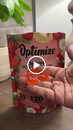 Customer video review of Strawberry Lemonade Optimize Creatine Monohydrate Gummies + B12 Energy Vegan Blend 120 Count