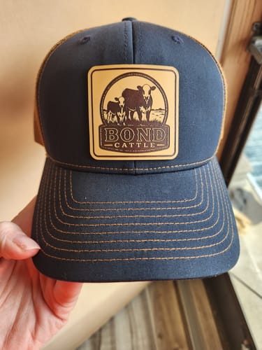 Customer photo review of Richardson 112 Genuine Leather Patch Hats Laser Engraved