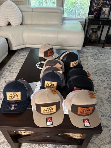 Customer photo review of Premium Custom Leather Patch Hats (Wholesale)