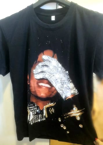 Customer photo review of Summer Men's MJ Michael Jackson Printed 100%CottonNeutral O-Neck Short Sleeve Men's and Women's Fashion Hip Hop T-shirt Fan Gift
