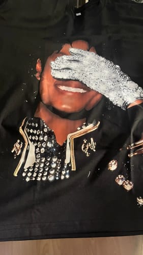 Customer photo review of Summer Men's MJ Michael Jackson Printed 100%CottonNeutral O-Neck Short Sleeve Men's and Women's Fashion Hip Hop T-shirt Fan Gift