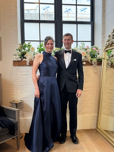 Customer photo review of Noelle Navy Gown by ML Monique Lhuillier - RENTAL