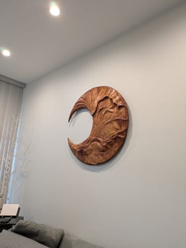 Customer photo review of Contemporary Moon Wooden Wall Art For Living Room