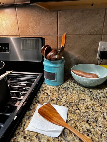 Customer photo review of Teak Wooden Utensil Set
