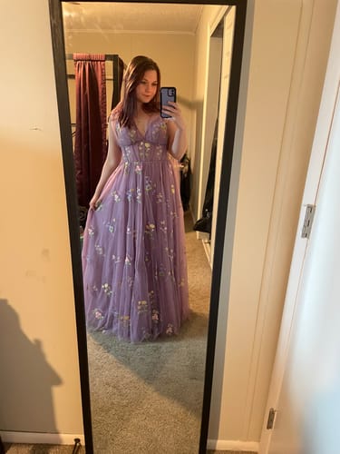 Customer photo review of Infinity Corset Floral Embroidery Dress with Slit