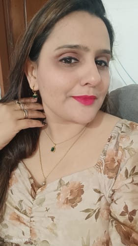 Customer photo review of Emerald Drop Hoop Earrings