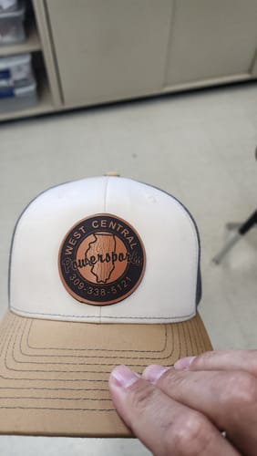 Customer photo review of Richardson 112 Genuine Leather Patch Hats Laser Engraved