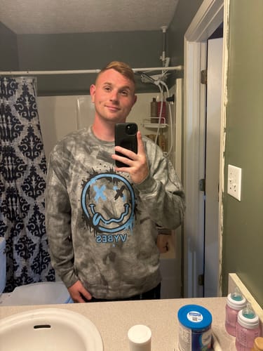Customer photo review of Tie-Dye Smiley Vybes Crewneck Sweatshirt