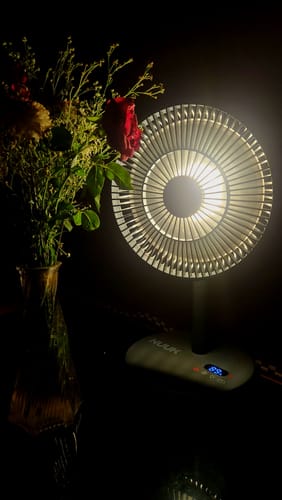 Customer photo review of Rechargeable Table Fan with ProLift™ Adjustable Stem and Mood Light | LĪT PRO