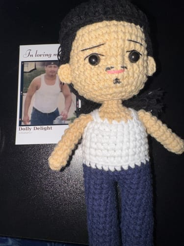 Customer photo review of Dolly® Personalized Crochet Doll with Photo Card