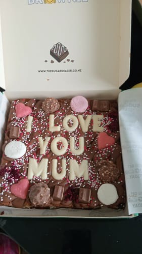 Customer photo review of Custom message heart brownie