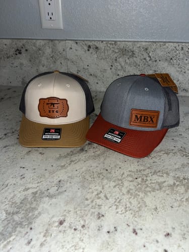 Customer photo review of Richardson 112 Genuine Leather Patch Hats Laser Engraved