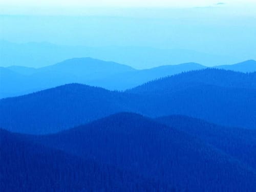 Reviewer's image for Lorax Pro shoes, showing a scenic view of blue mountains.