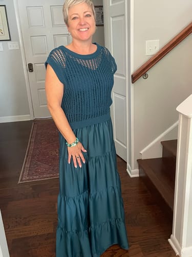 Customer photo review of SSYS Sadie Satin Maxi Skirt In Dark Blue