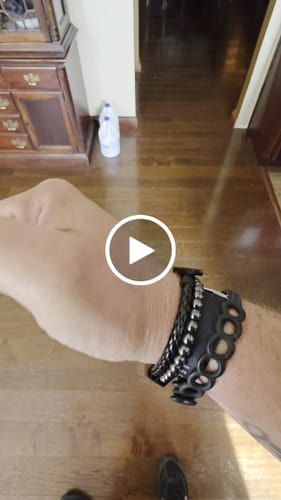 Customer video review of FIDES Cross Leather & Magnetic Titanium Bead Bracelet: Helps Pair Veterans With A Service Dog Or Shelter Dog