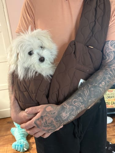 Customer photo review of Chocolate | The Quilted Sling