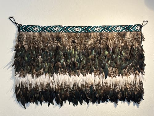 Customer photo review of Jade and Mottled Brown and White Maori Korowai Cape