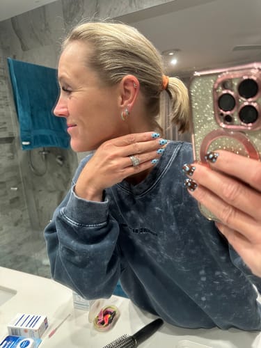Customer photo review of TURQUOISE PAVE MIDI HOOPS