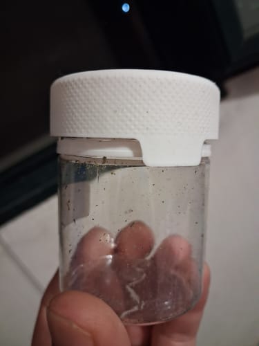 Customer holds the now-empty clear jar of CALI MIX AAA+.