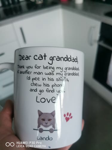 Customer photo review of Dear cat parent - Personalised Mug